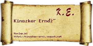 Kinszker Ernő névjegykártya